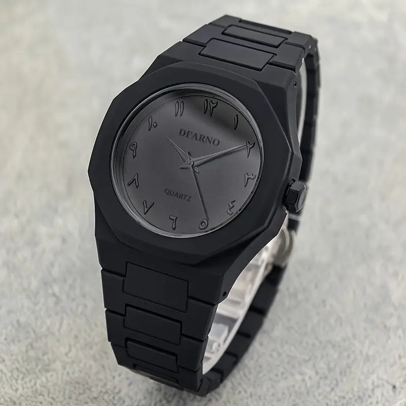 Men's Quartz Watch with Black Arabic Dial.