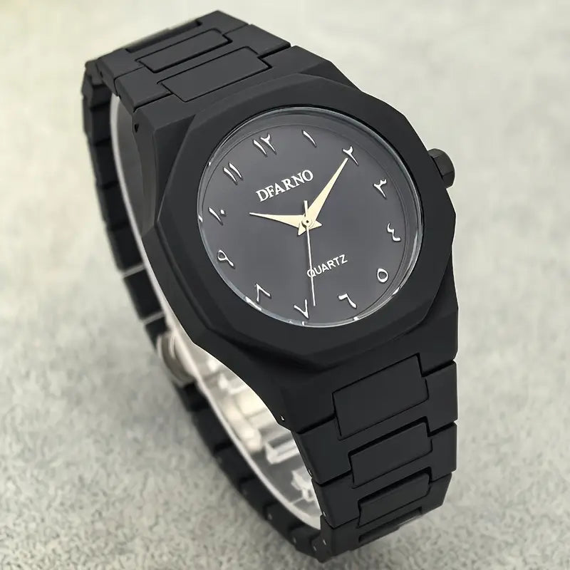 Men's Quartz Watch with Black Arabic Dial.