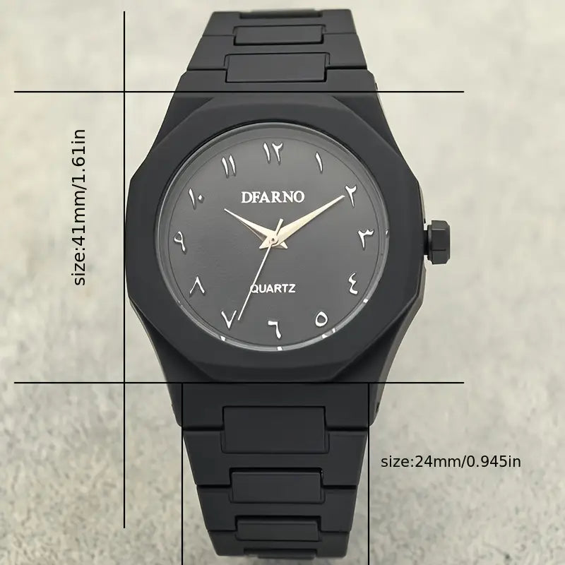 Men's Quartz Watch with Black Arabic Dial.