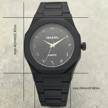 Men's Quartz Watch with Black Arabic Dial.