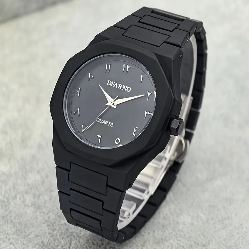 Men's Quartz Watch with Black Arabic Dial.