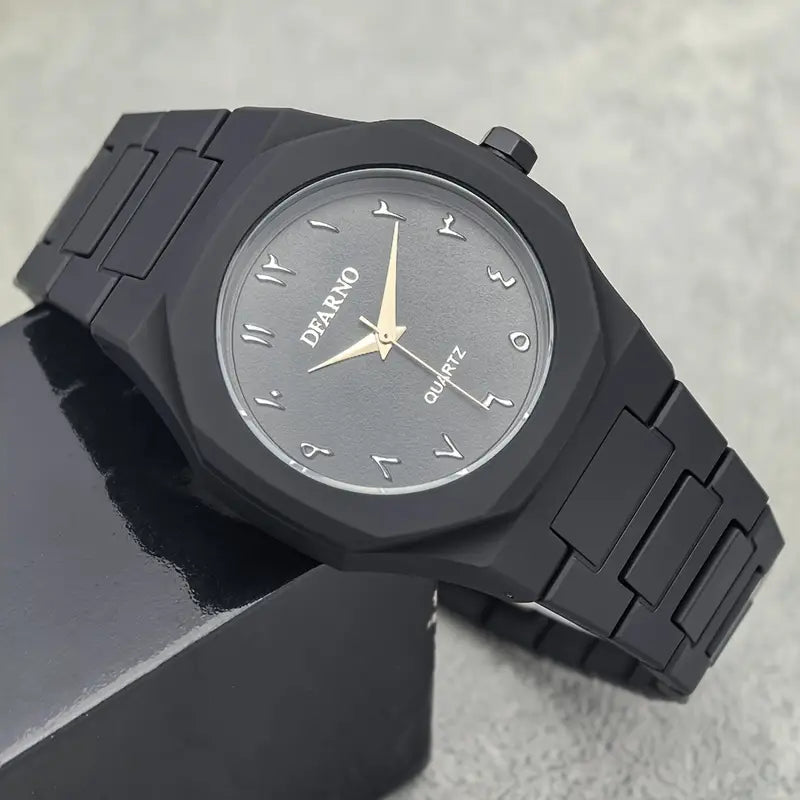 Men's Quartz Watch with Black Arabic Dial.