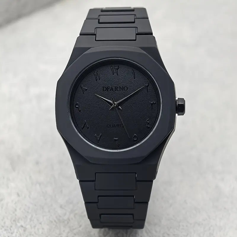 Men's Quartz Watch with Black Arabic Dial.