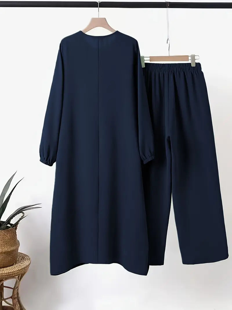 Long Sleeve Button-Decorated Women'S Casual Suit